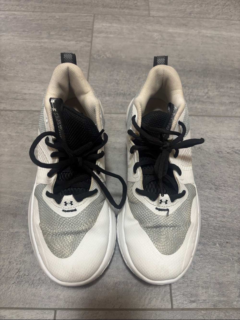 Under Armour White, Black & Gray Athletic Sneakers